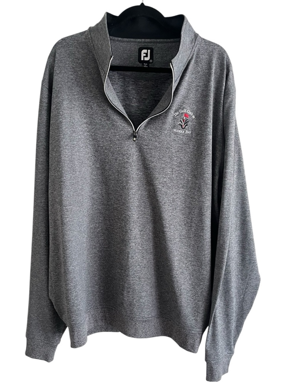 FOOTJOY Men’s 2XL Gray Quarter Zip Golf Pullover Performance Stretch Middle Bay